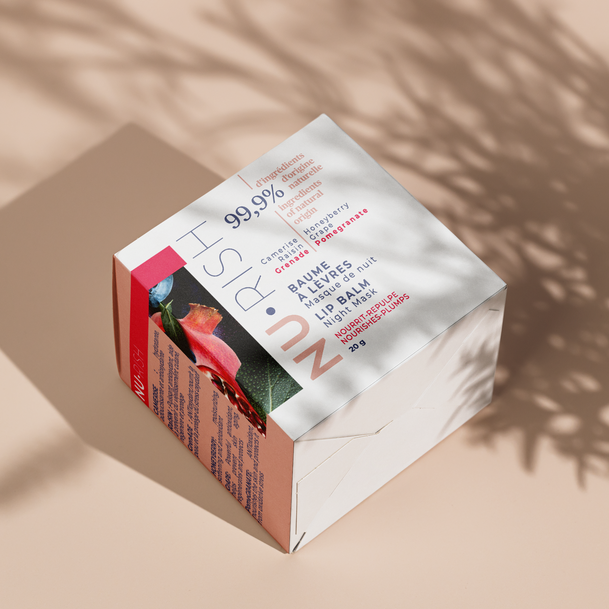 emballage du baume à lèvres de chez Nurish.