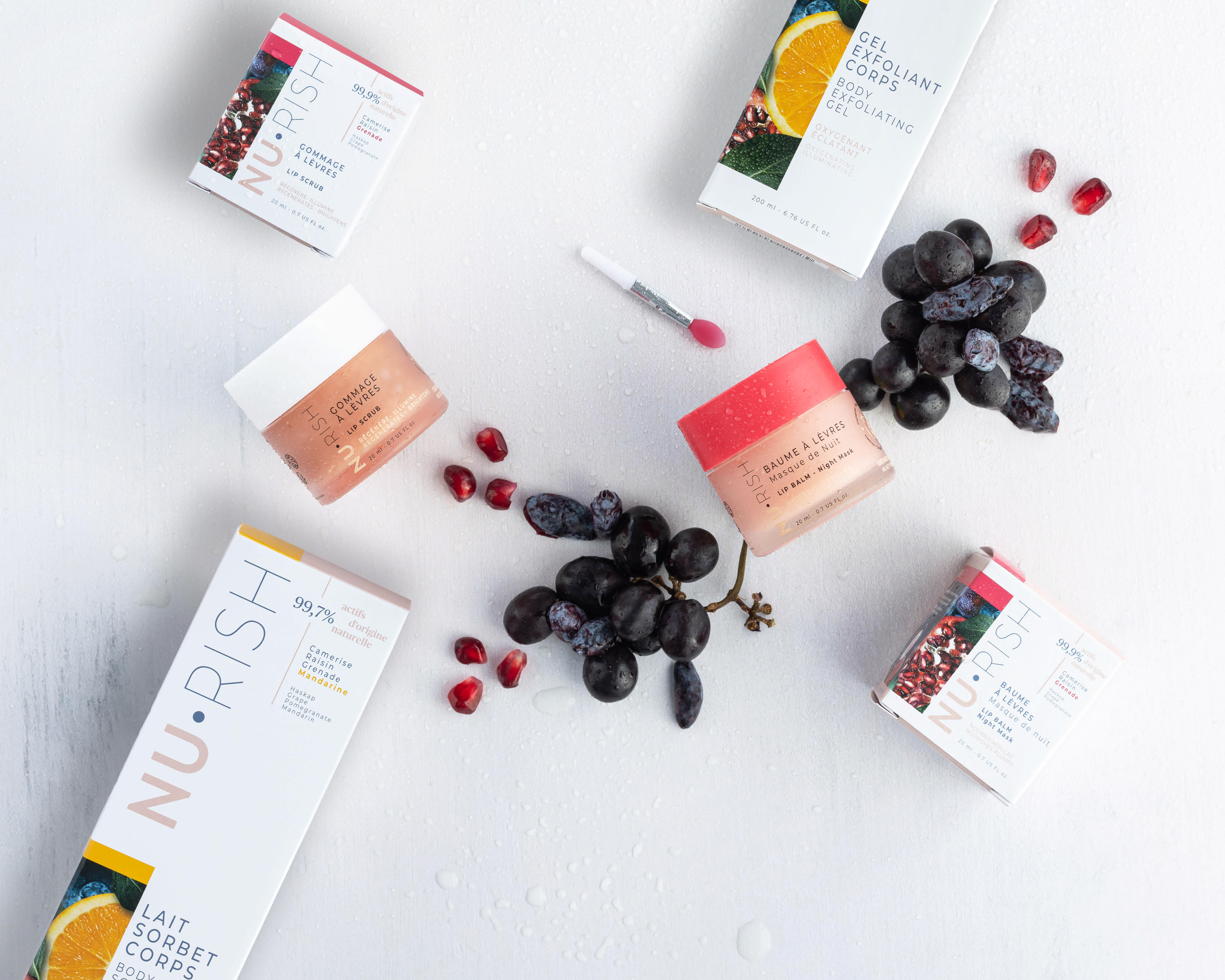 Carte cadeau Nurish. Baume à lèvres, exfoliant à lèvres, lait sorbet corps, gel exfoliant corps...Nurish gift card. Lip balm, lip scrub, body sorbet milk, body exfoliating gel...