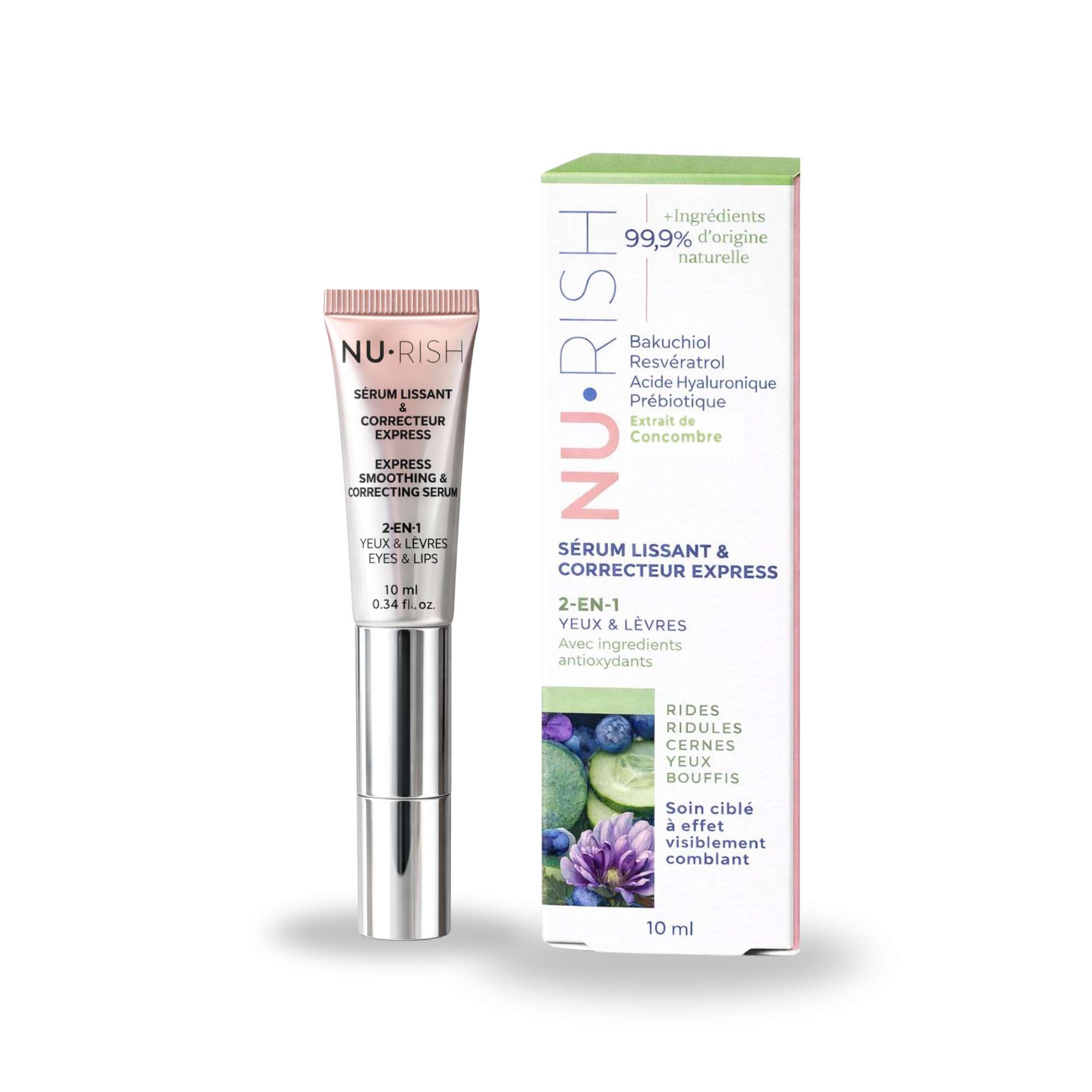 Contour express yeux et lèvres 2 en 1 de la marque NURISH, avec son packaging sur fond blanc.