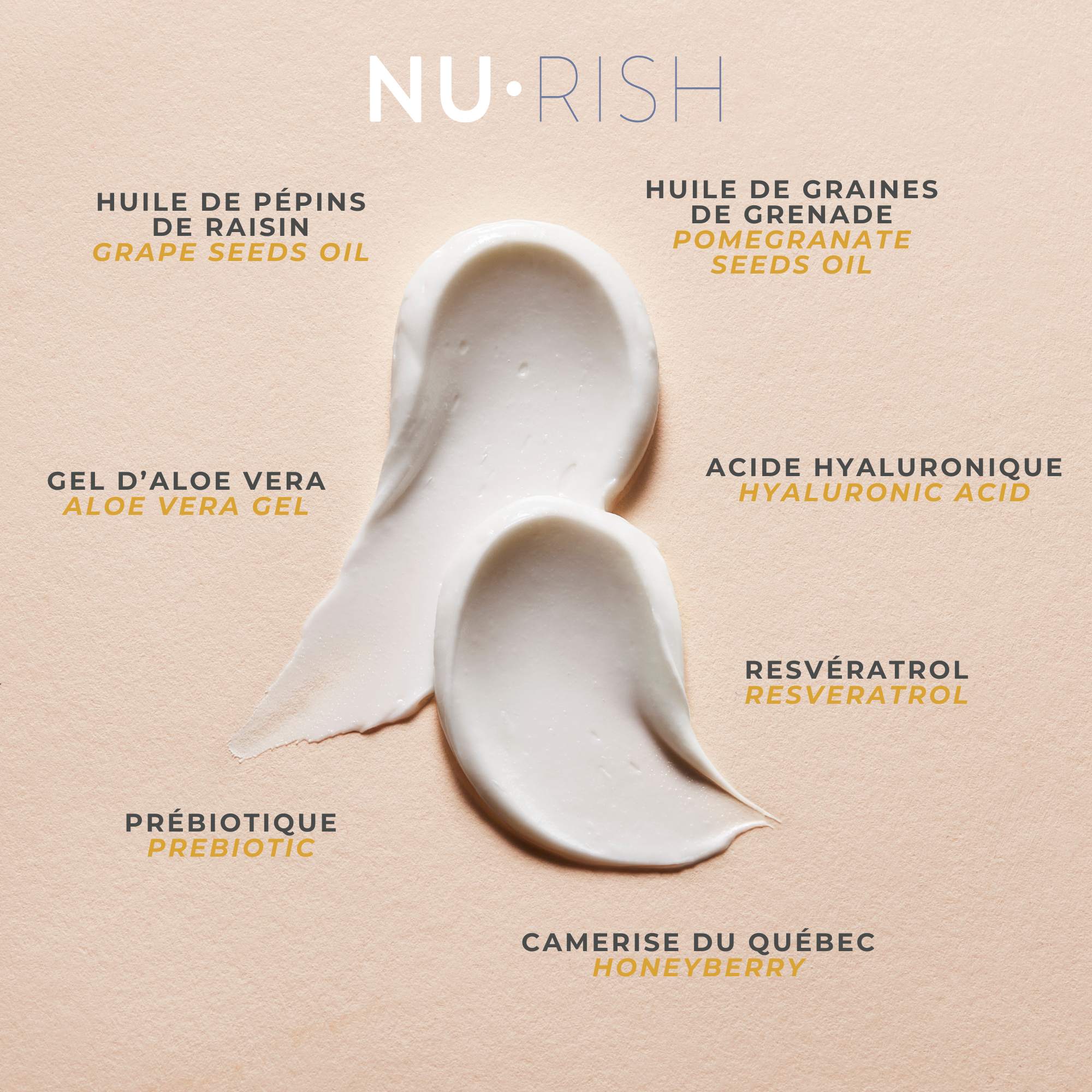 Ingrédients du lait sorbet pour le corps de la marque NURISH.